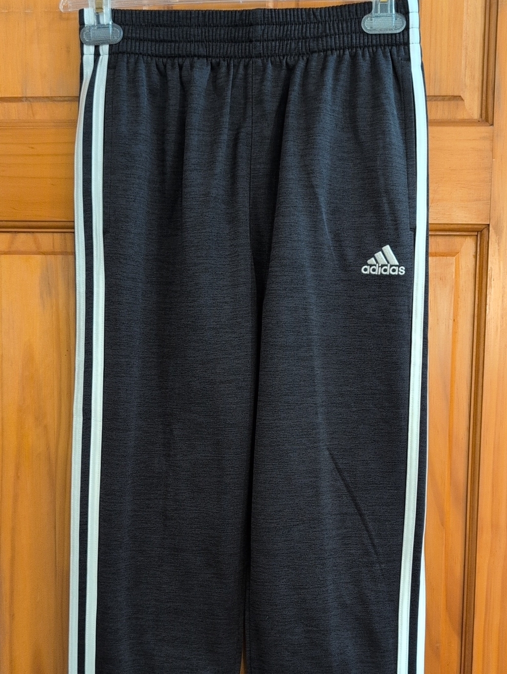 Adidas Kids Black Track Pants with White Stripes
